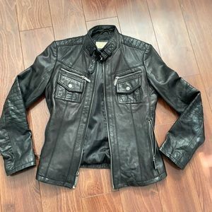 Michael Kors black leather jacket size xs